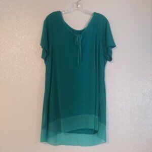 Just My size Women's size 2XL eco teal chiffon trim tunic top